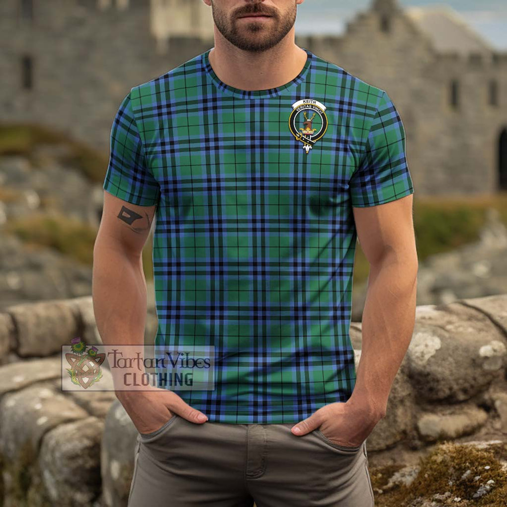 Keith Ancient Tartan Cotton T-Shirt with Family Crest Men's Shirt - Tartanvibesclothing Shop