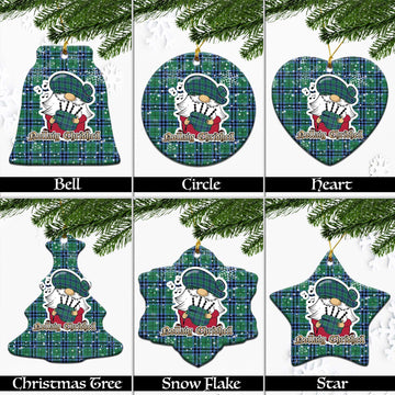 Keith Ancient Tartan Christmas Ceramic Ornaments with Scottish Gnome Playing Bagpipes