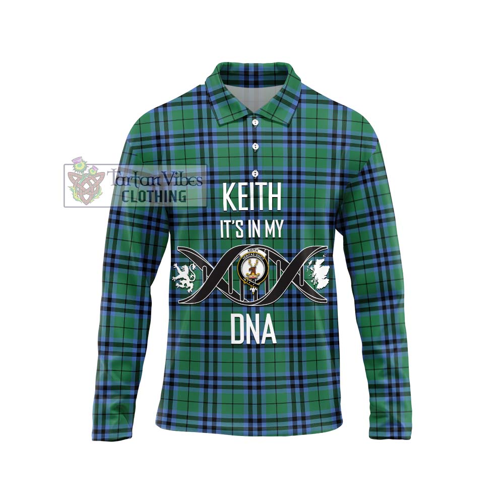 Keith Ancient Tartan Long Sleeve Polo Shirt with Family Crest DNA In Me Style Unisex - Tartanvibesclothing Shop