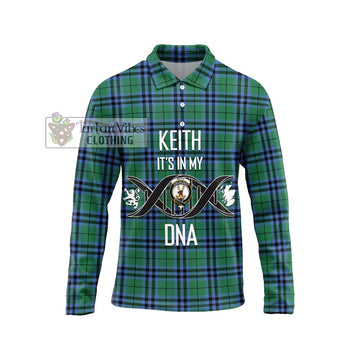 Keith Ancient Tartan Long Sleeve Polo Shirt with Family Crest DNA In Me Style