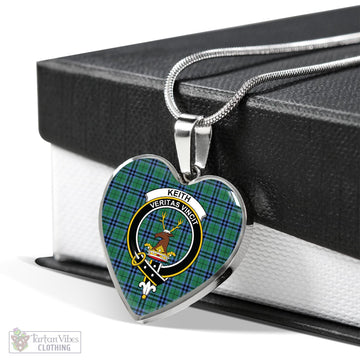 Keith Ancient Tartan Heart Necklace with Family Crest