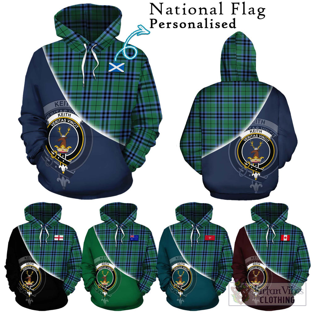 Keith Ancient Tartan Hoodie with Personalised National Flag and Family Crest Half Style Zip Hoodie - Tartanvibesclothing Shop