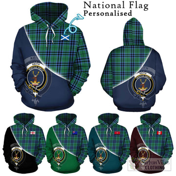 Keith Ancient Tartan Hoodie with Personalised National Flag and Family Crest Half Style