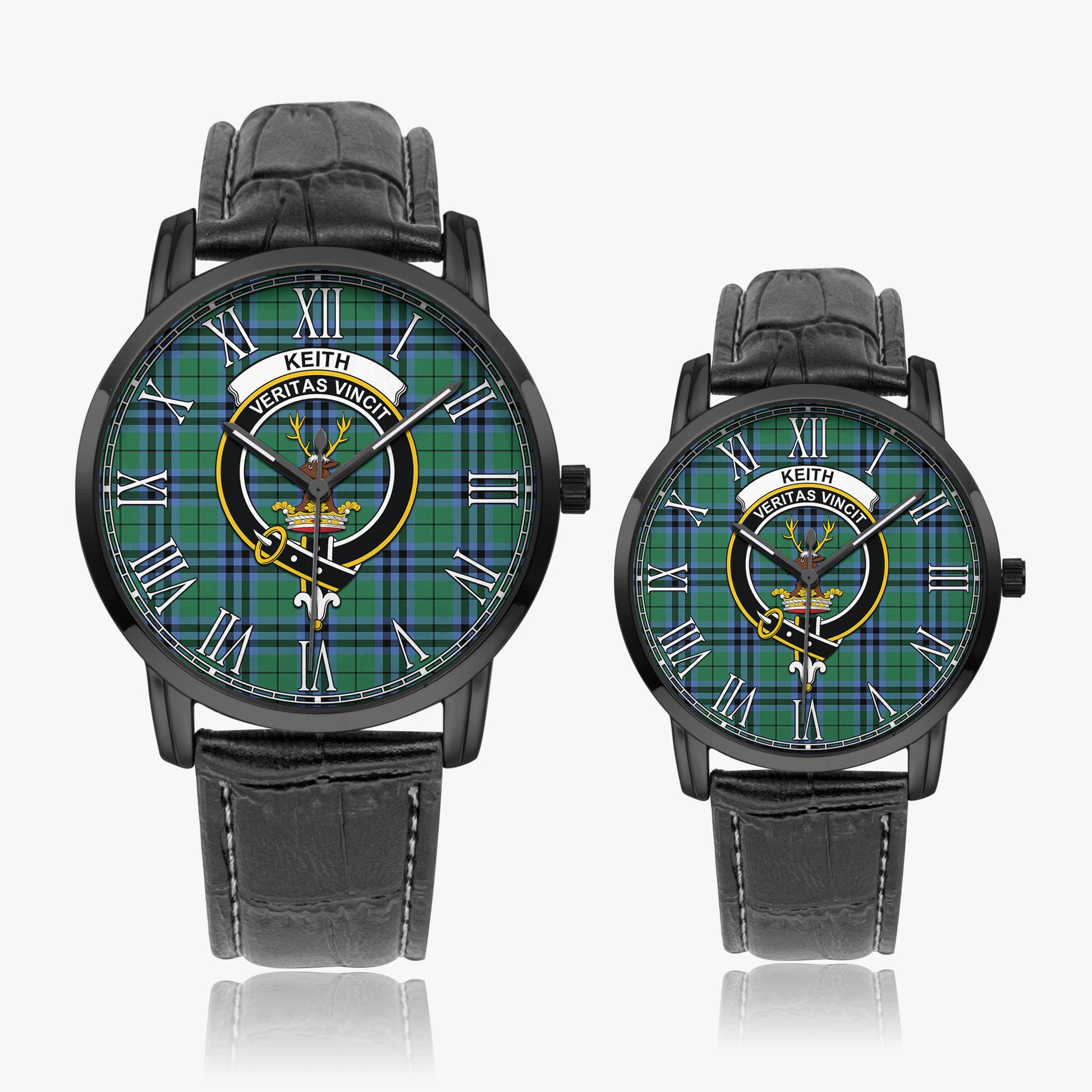 Keith Ancient Tartan Family Crest Leather Strap Quartz Watch - Tartanvibesclothing