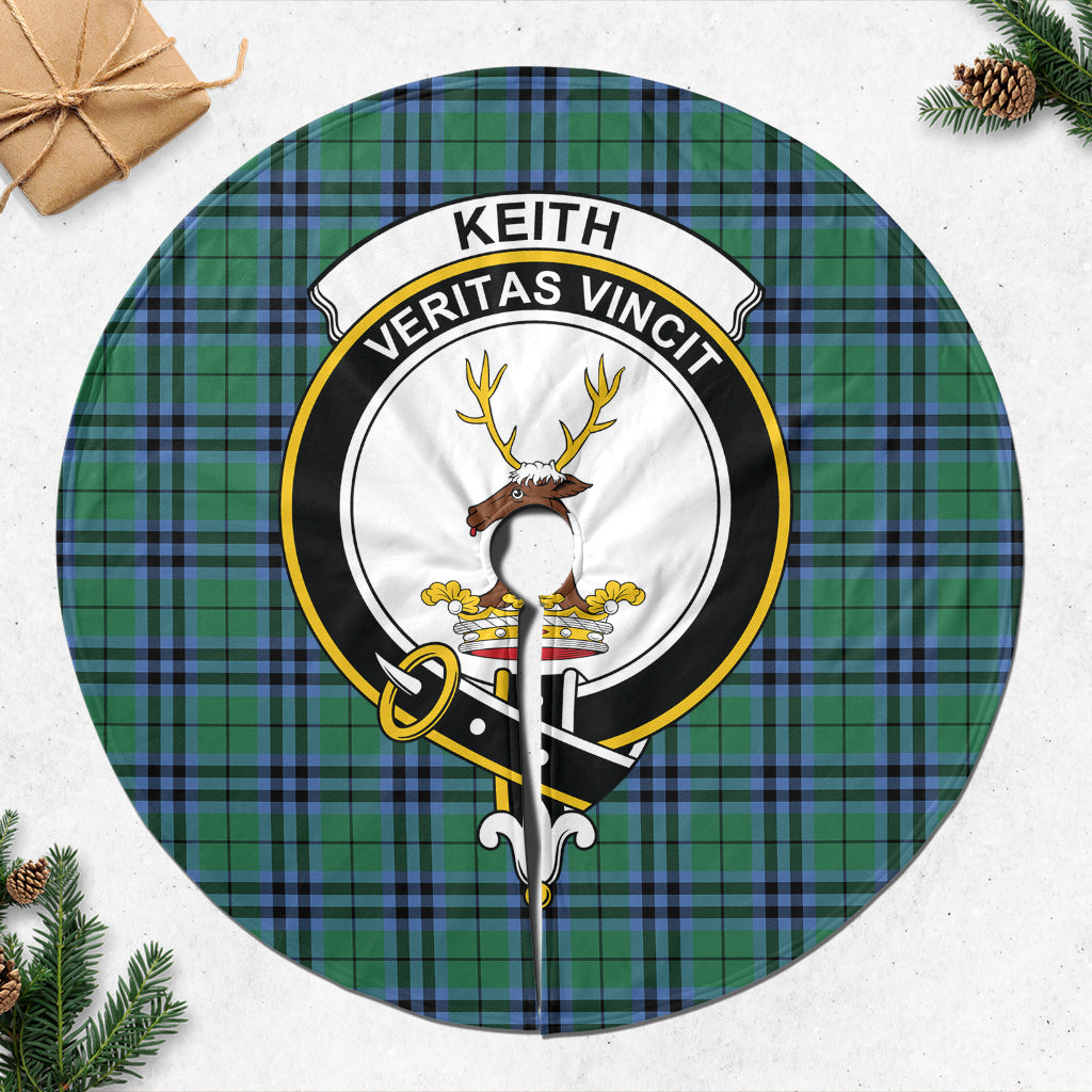 Keith Ancient Tartan Christmas Tree Skirt with Family Crest - Tartanvibesclothing