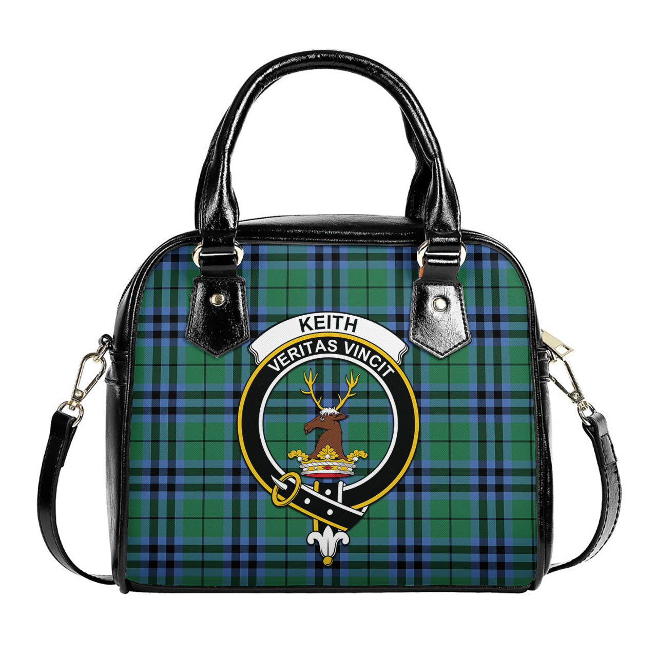 Keith Ancient Tartan Shoulder Handbags with Family Crest One Size 6*25*22 cm - Tartanvibesclothing