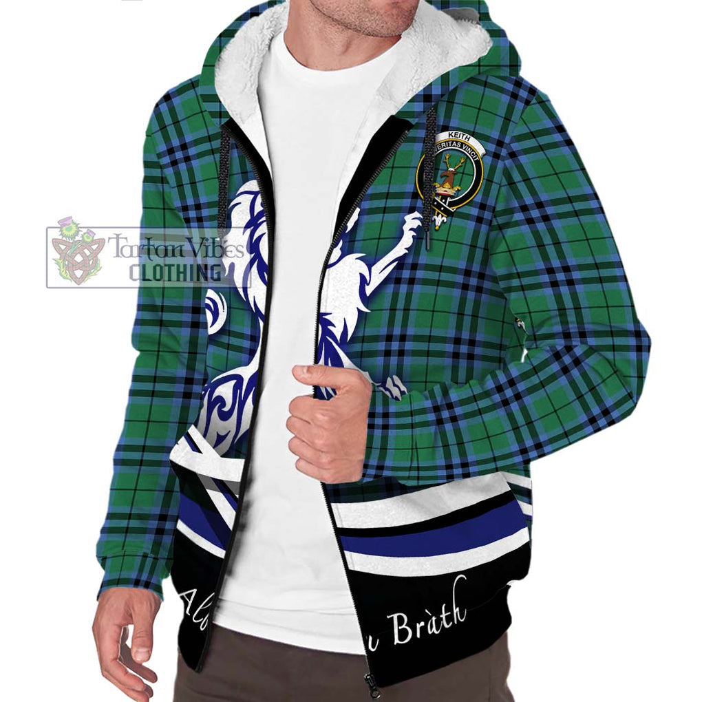 Keith Ancient Tartan Sherpa Hoodie with Alba Gu Brath Regal Lion Emblem Unisex S - Tartanvibesclothing Shop