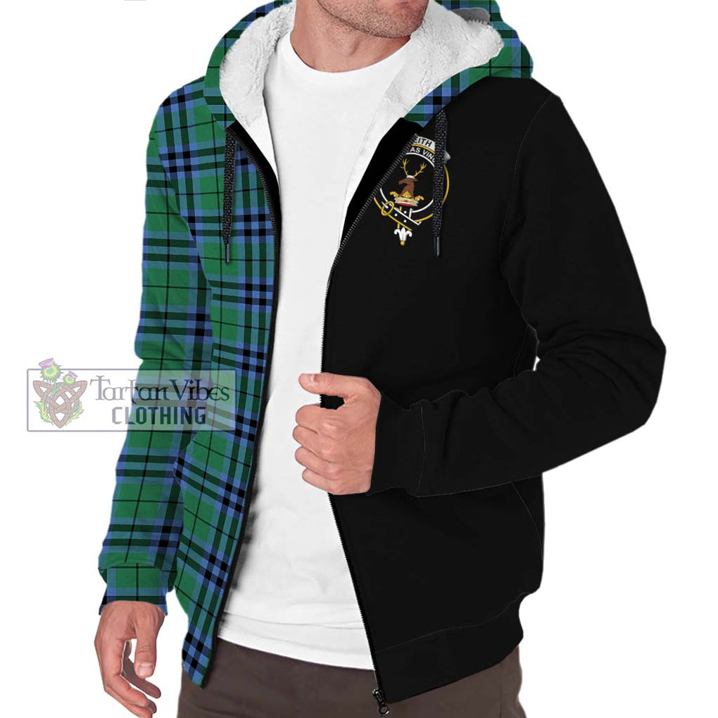 Keith Ancient Tartan Sherpa Hoodie with Family Crest and Half Of Me Style Unisex S - Tartanvibesclothing Shop