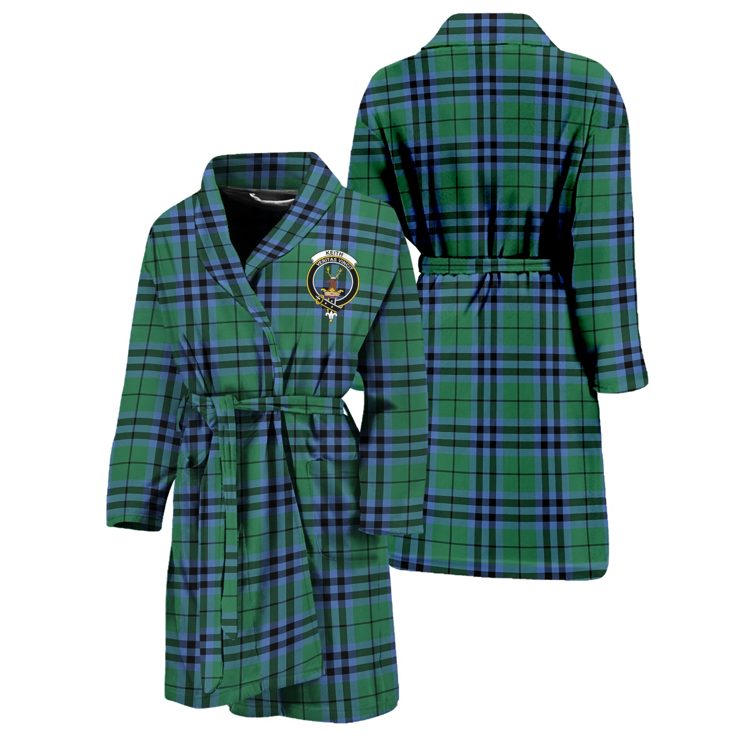 Keith Ancient Tartan Bathrobe with Family Crest Unisex S - Tartan Vibes Clothing