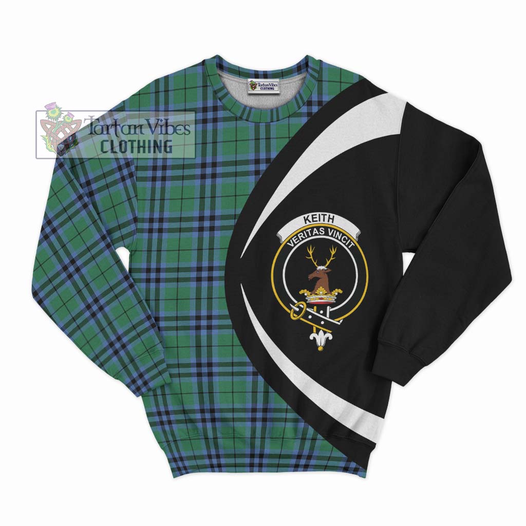 Keith Ancient Tartan Sweatshirt with Family Crest Circle Style Unisex - Tartan Vibes Clothing