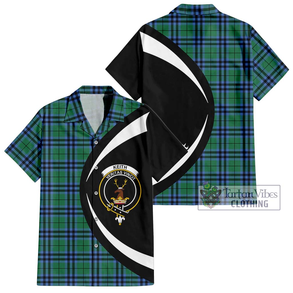 Keith Ancient Tartan Short Sleeve Button Up with Family Crest Circle Style Kid - Tartan Vibes Clothing