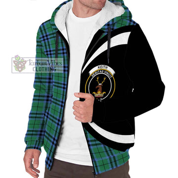 Keith Ancient Tartan Sherpa Hoodie with Family Crest Circle Style