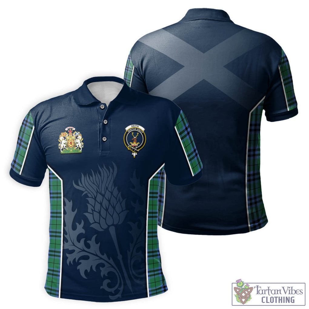 Tartan Vibes Clothing Keith Ancient Tartan Men's Polo Shirt with Family Crest and Scottish Thistle Vibes Sport Style