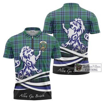 Keith Ancient Tartan Zipper Polo Shirt with Alba Gu Brath Regal Lion Emblem