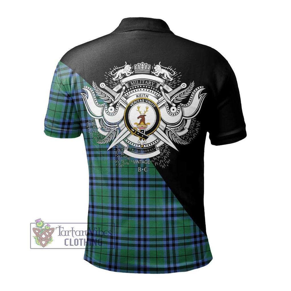 Keith Ancient Tartan Polo Shirt with Family Crest and Military Logo Style - Tartanvibesclothing Shop