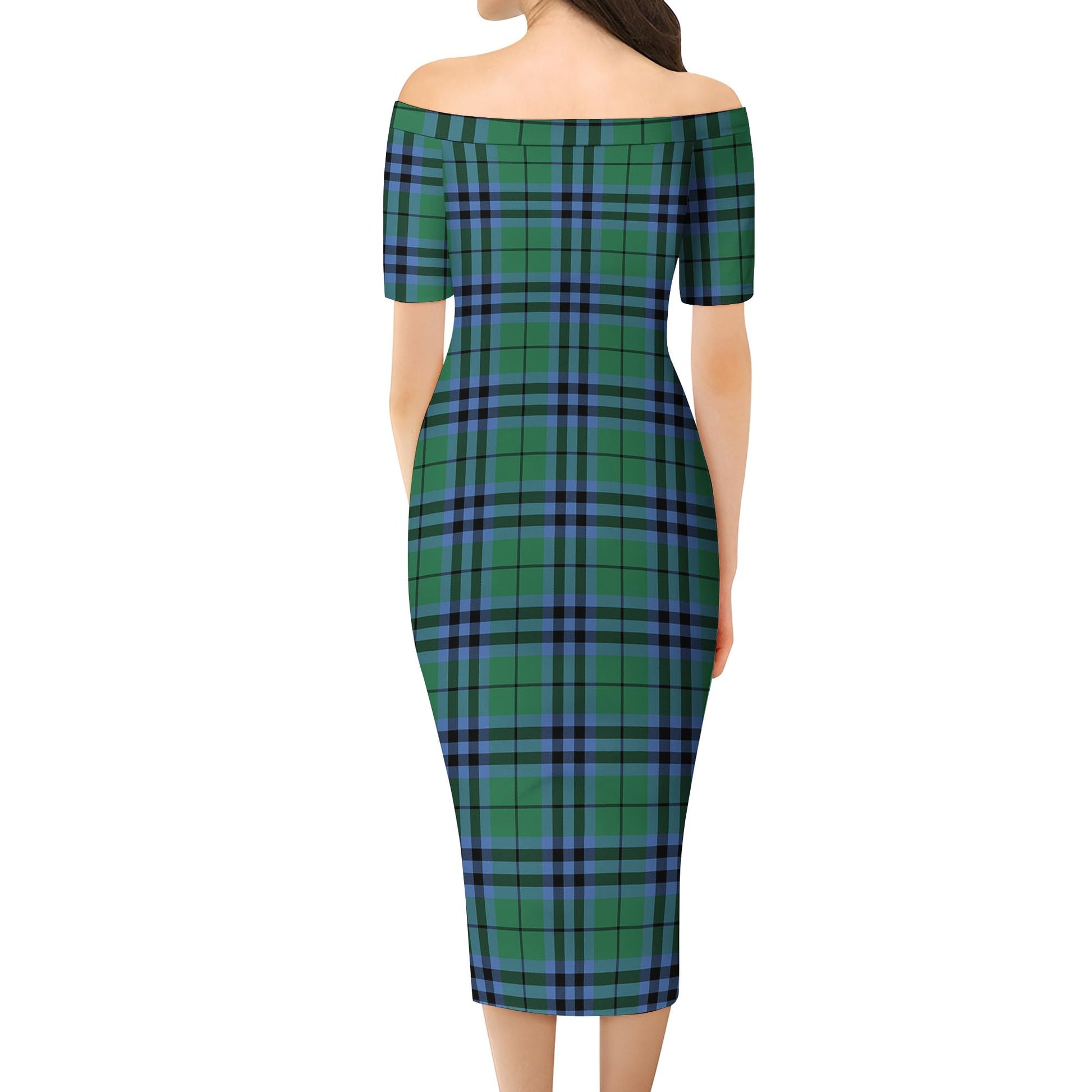 Keith Ancient Tartan Off Shoulder Lady Dress - Tartanvibesclothing