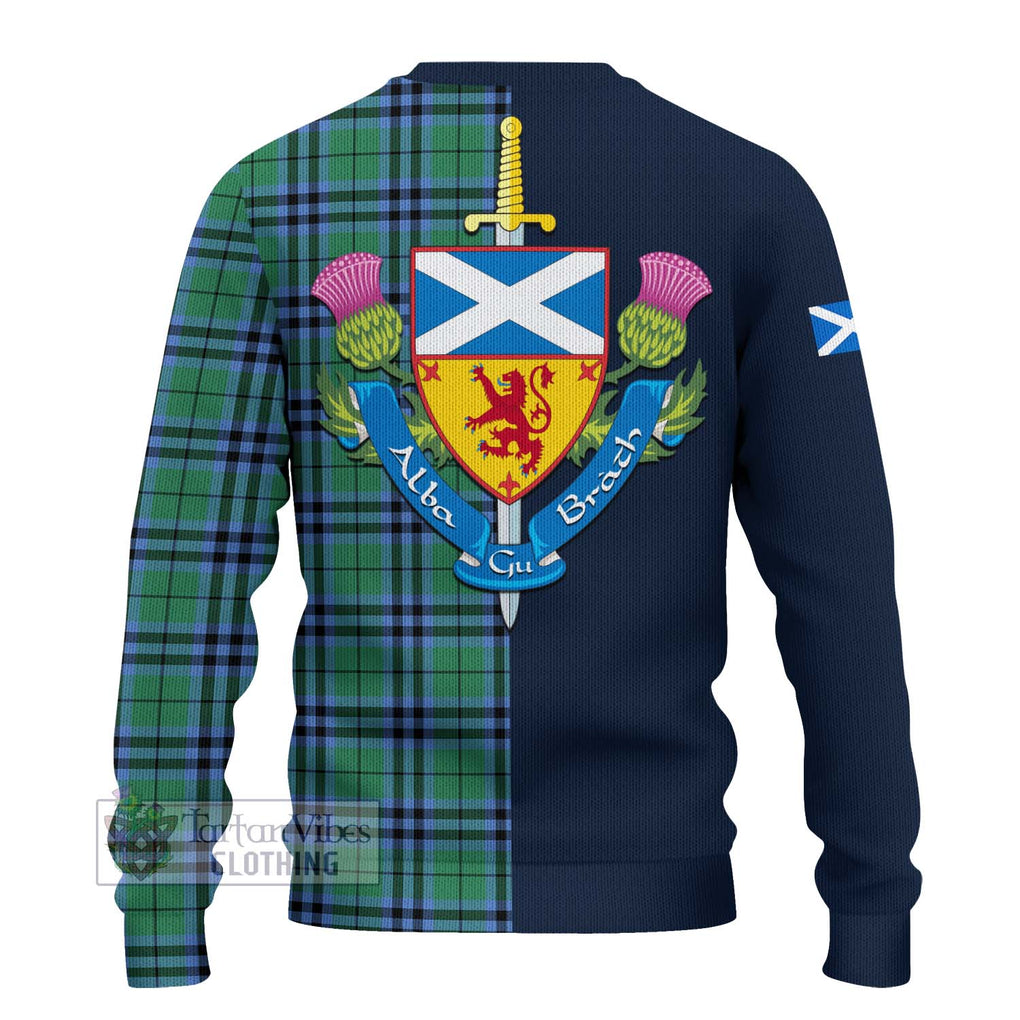 Tartan Vibes Clothing Keith Ancient Tartan Knitted Sweater with Scottish Lion Royal Arm Half Style