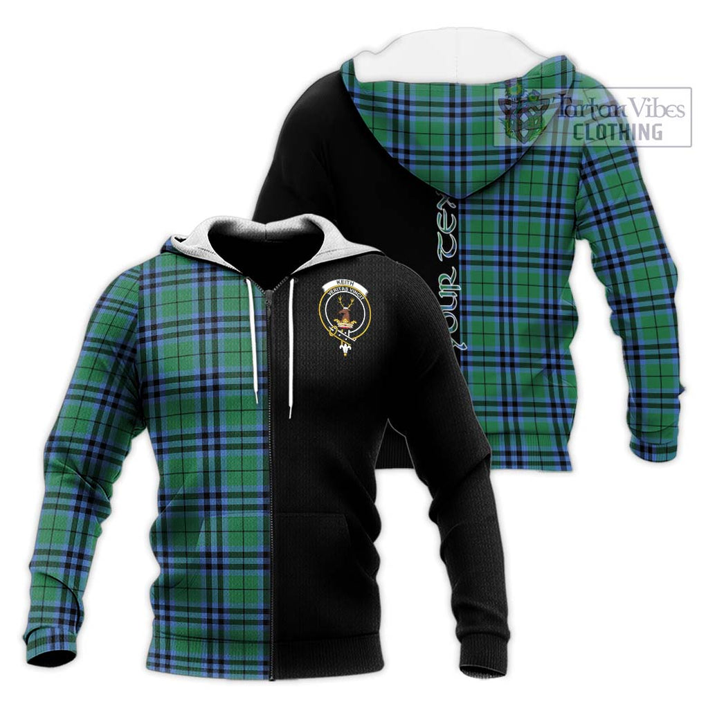 Keith Ancient Tartan Knitted Hoodie with Family Crest and Half Of Me Style Unisex Knitted Zip Hoodie - Tartanvibesclothing Shop