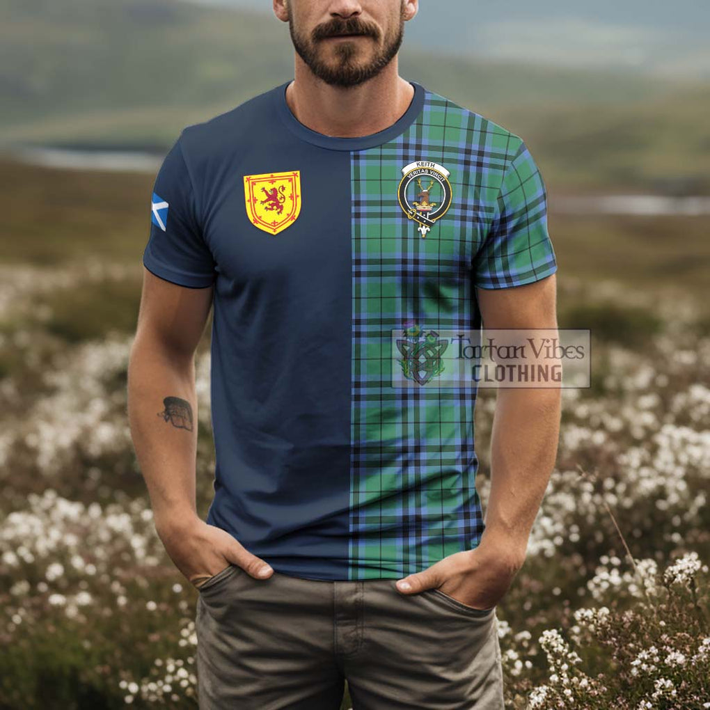 Tartan Vibes Clothing Keith Ancient Tartan T-Shirt Alba with Scottish Lion Royal Arm Half Style