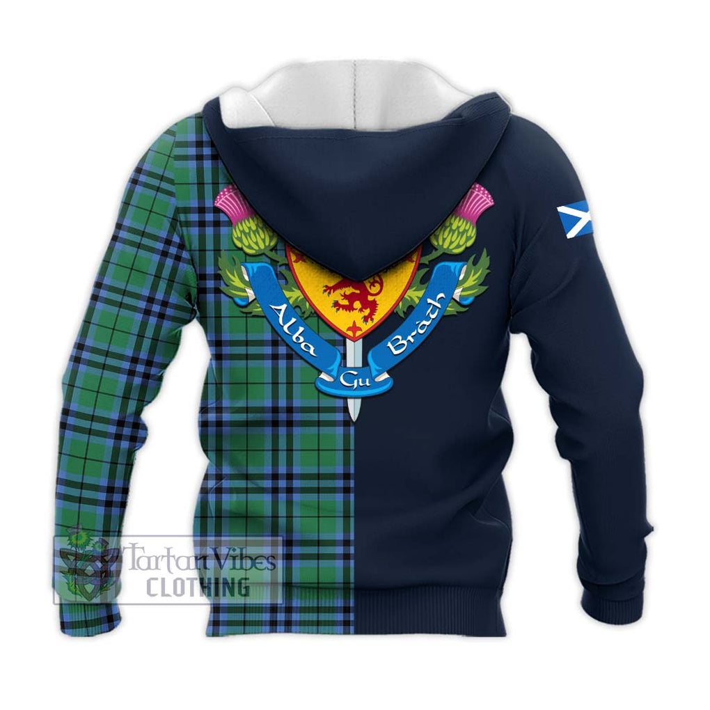 Tartan Vibes Clothing Keith Ancient Tartan Knitted Hoodie with Scottish Lion Royal Arm Half Style