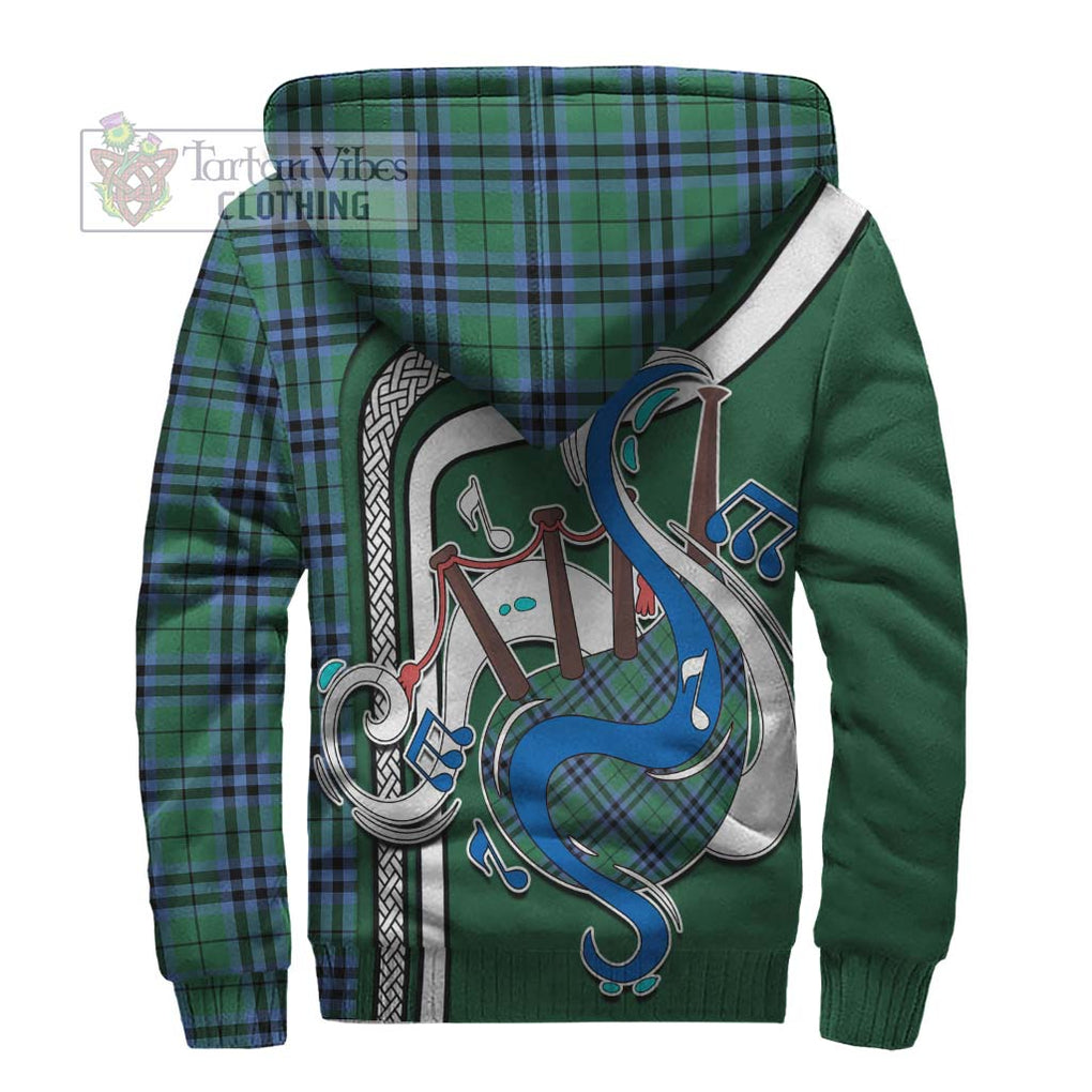 Keith Ancient Tartan Sherpa Hoodie with Epic Bagpipe Style - Tartanvibesclothing Shop