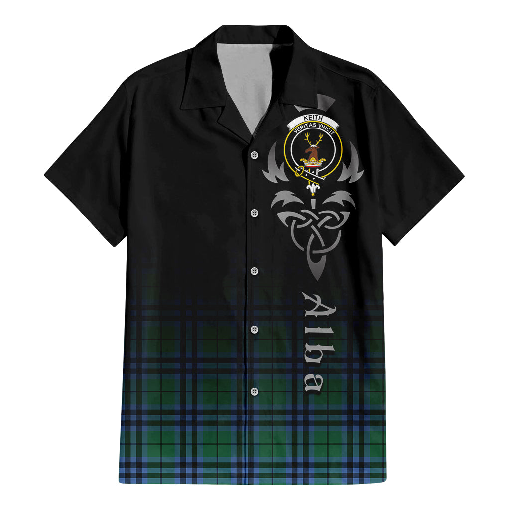 Tartan Vibes Clothing Keith Ancient Tartan Short Sleeve Button Up Featuring Alba Gu Brath Family Crest Celtic Inspired