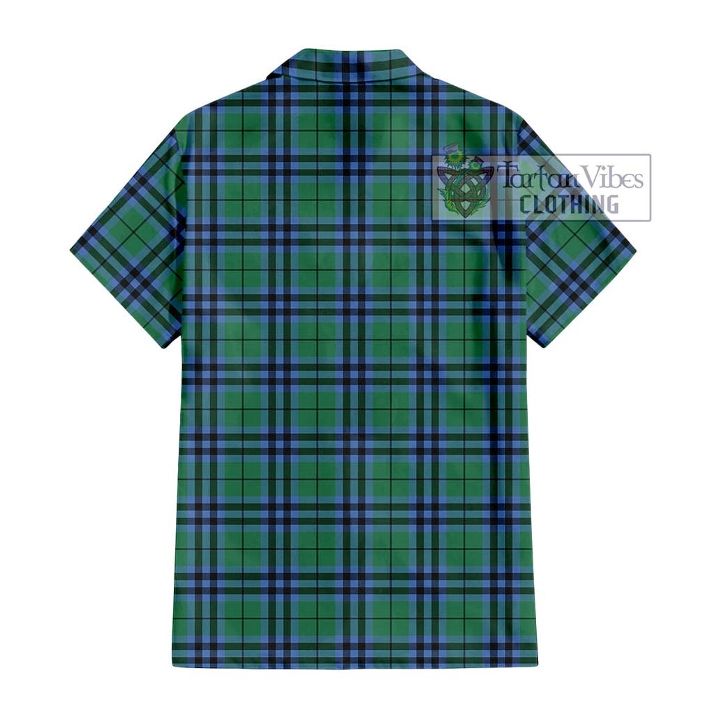 Keith Ancient Tartan Short Sleeve Button Shirt with Family Crest DNA In Me Style - Tartanvibesclothing Shop