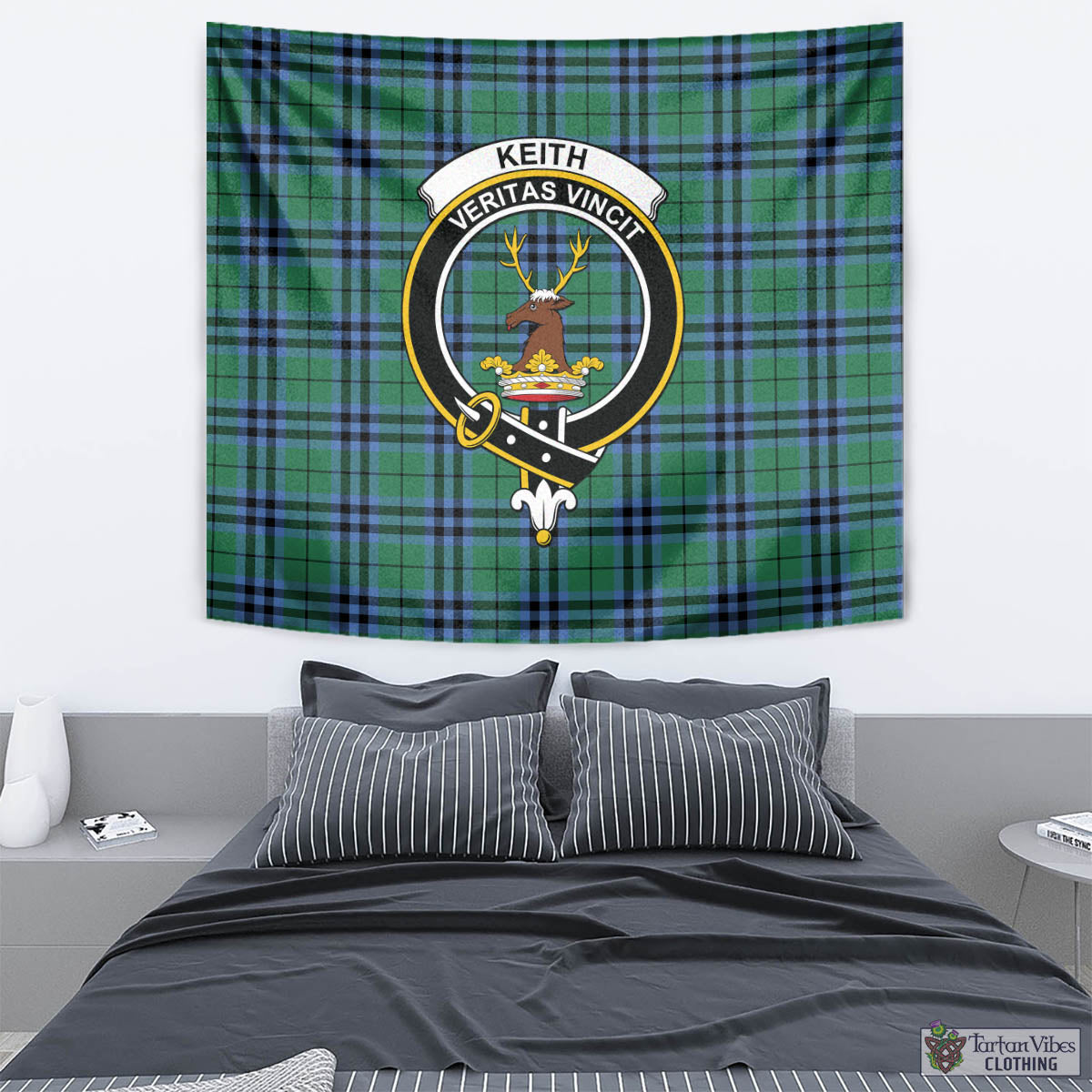 Tartan Vibes Clothing Keith Ancient Tartan Tapestry Wall Hanging and Home Decor for Room with Family Crest