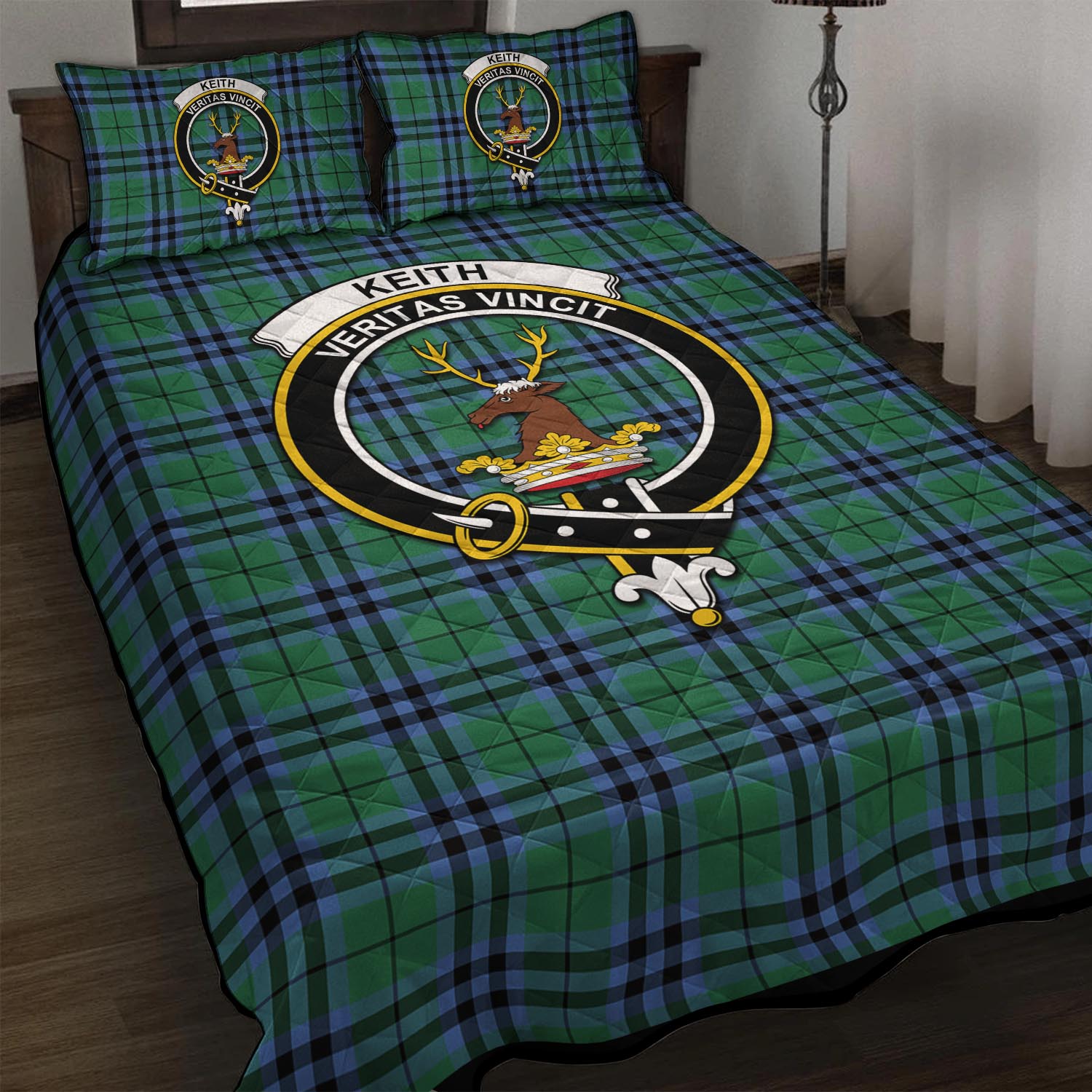 Keith Ancient Tartan Quilt Bed Set with Family Crest - Tartan Vibes Clothing