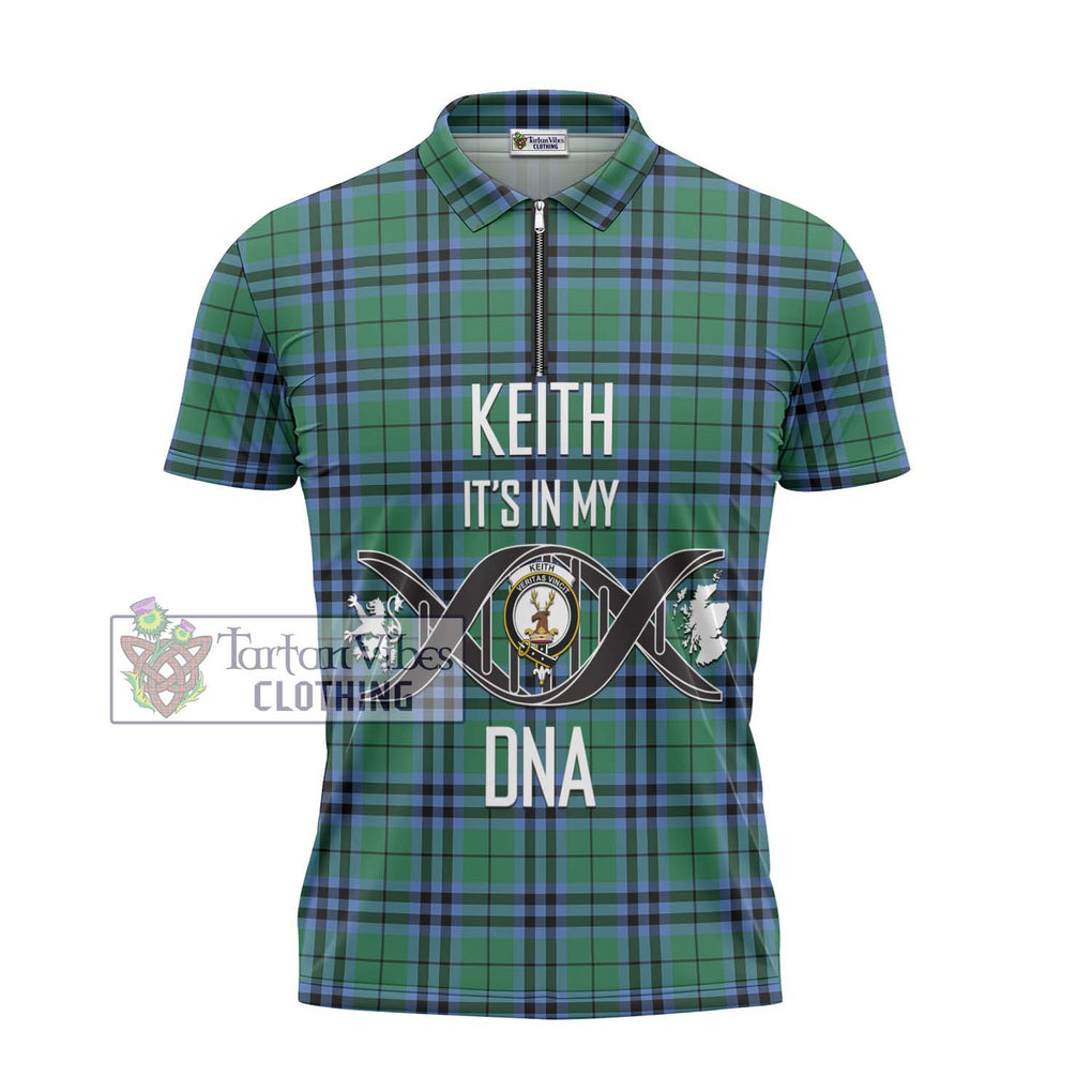 Keith Ancient Tartan Zipper Polo Shirt with Family Crest DNA In Me Style - Tartanvibesclothing Shop