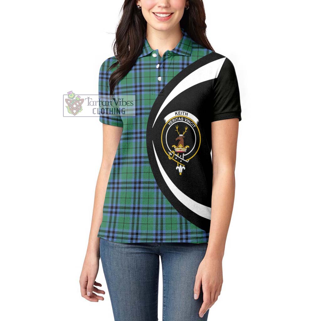 Keith Ancient Tartan Women's Polo Shirt with Family Crest Circle Style - Tartan Vibes Clothing