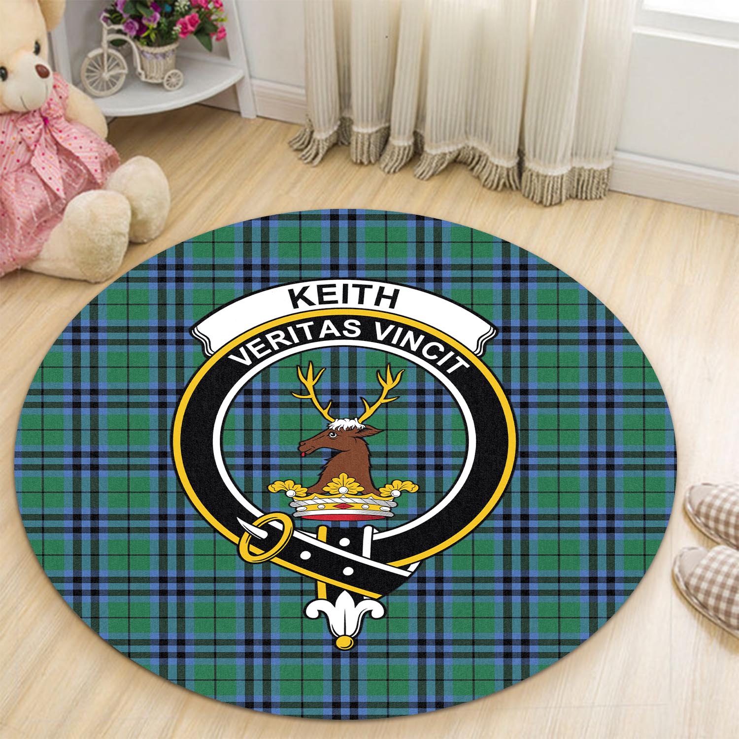 keith-ancient-tartan-round-rug-with-family-crest