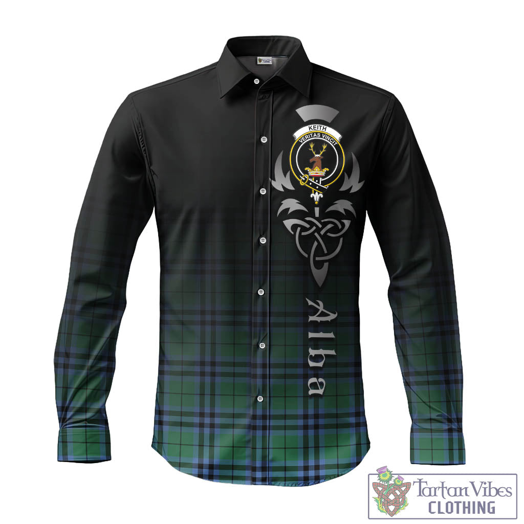 Tartan Vibes Clothing Keith Ancient Tartan Long Sleeve Button Up Featuring Alba Gu Brath Family Crest Celtic Inspired