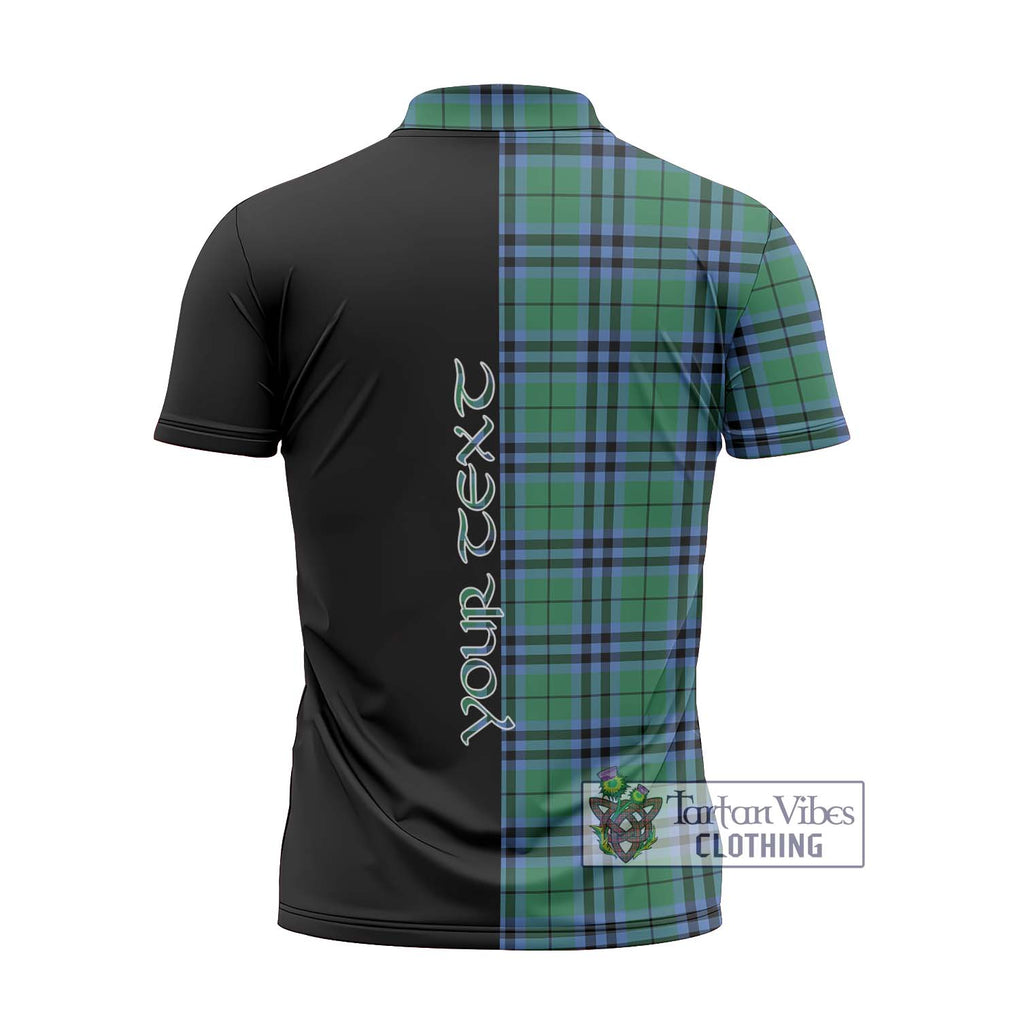 Keith Ancient Tartan Zipper Polo Shirt with Family Crest and Half Of Me Style - Tartanvibesclothing Shop