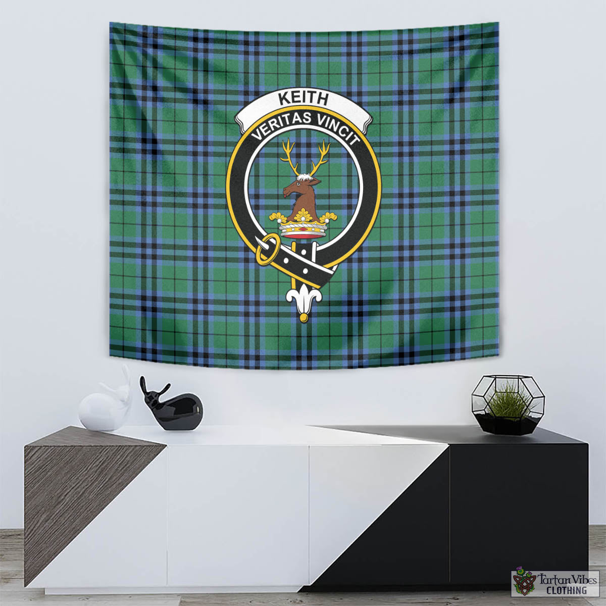 Tartan Vibes Clothing Keith Ancient Tartan Tapestry Wall Hanging and Home Decor for Room with Family Crest