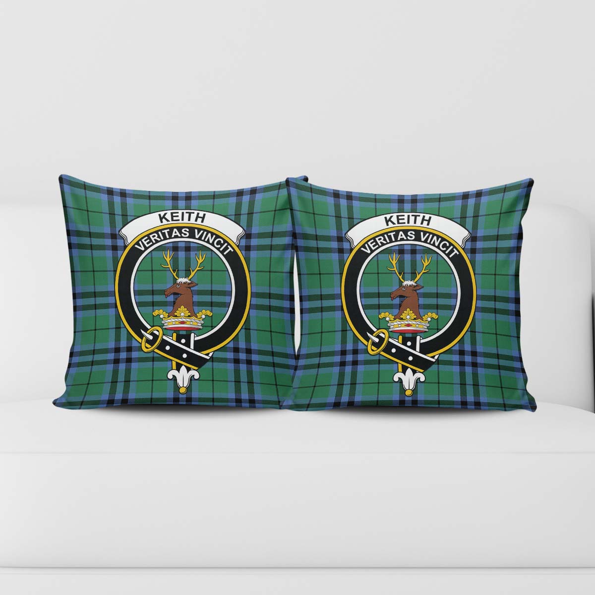 Keith Ancient Tartan Pillow Cover with Family Crest - Tartanvibesclothing