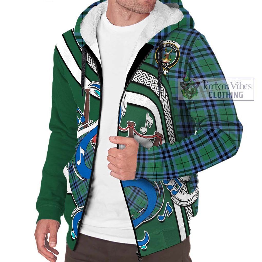 Keith Ancient Tartan Sherpa Hoodie with Epic Bagpipe Style Unisex - Tartanvibesclothing Shop