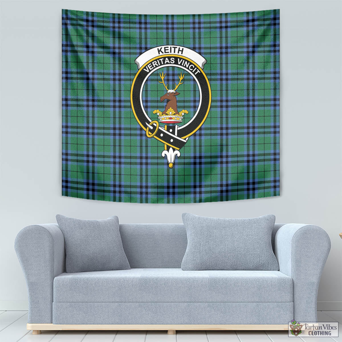 Tartan Vibes Clothing Keith Ancient Tartan Tapestry Wall Hanging and Home Decor for Room with Family Crest