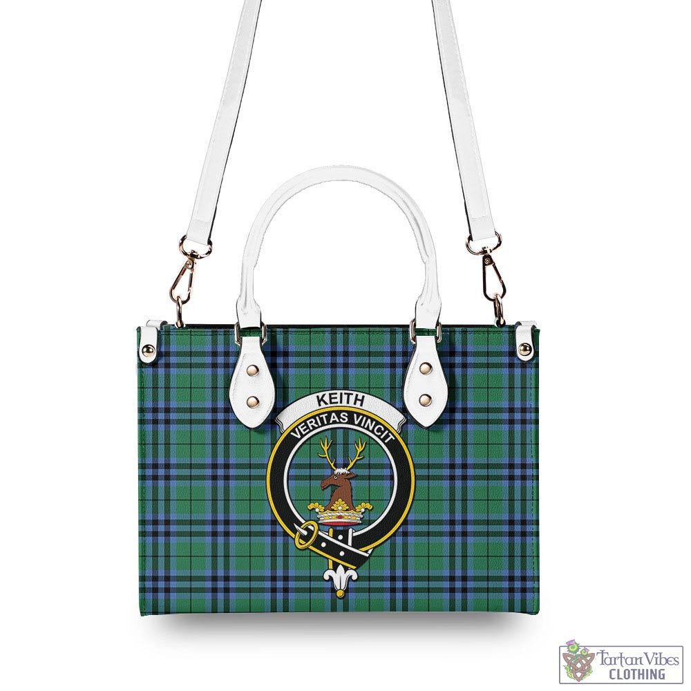 Tartan Vibes Clothing Keith Ancient Tartan Luxury Leather Handbags with Family Crest