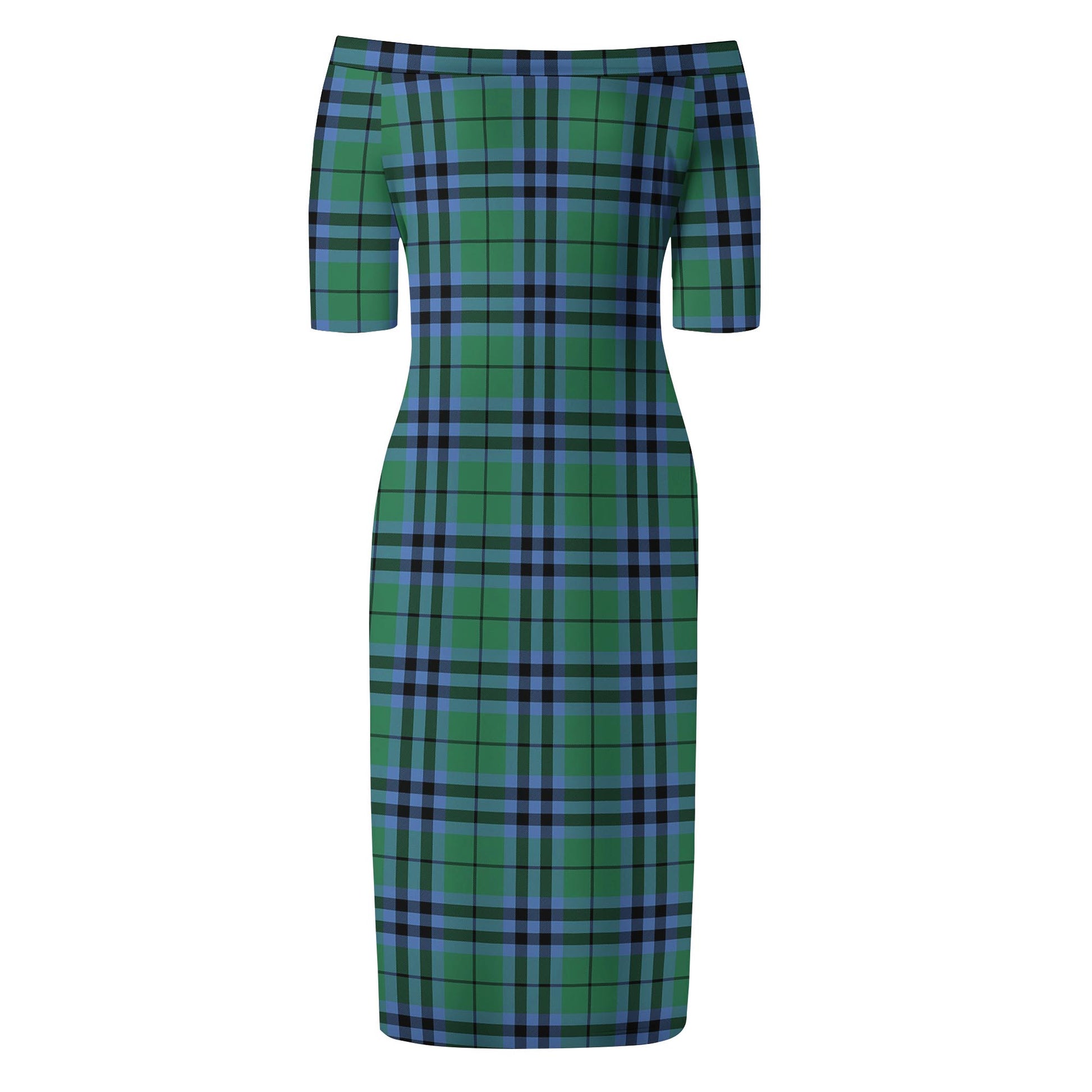 Keith Ancient Tartan Off Shoulder Lady Dress - Tartanvibesclothing