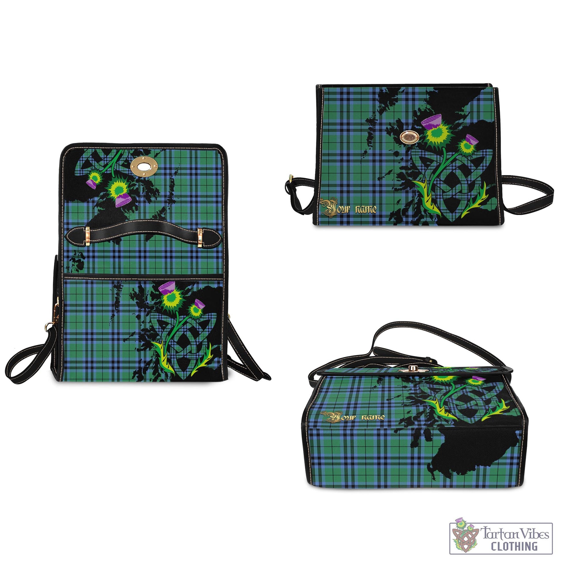 Tartan Vibes Clothing Keith Ancient Tartan Waterproof Canvas Bag with Scotland Map and Thistle Celtic Accents