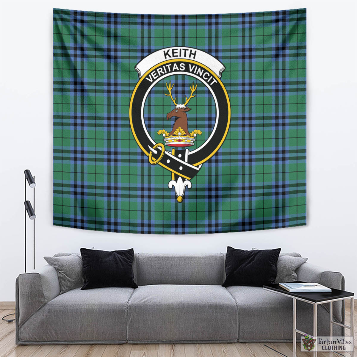 Tartan Vibes Clothing Keith Ancient Tartan Tapestry Wall Hanging and Home Decor for Room with Family Crest