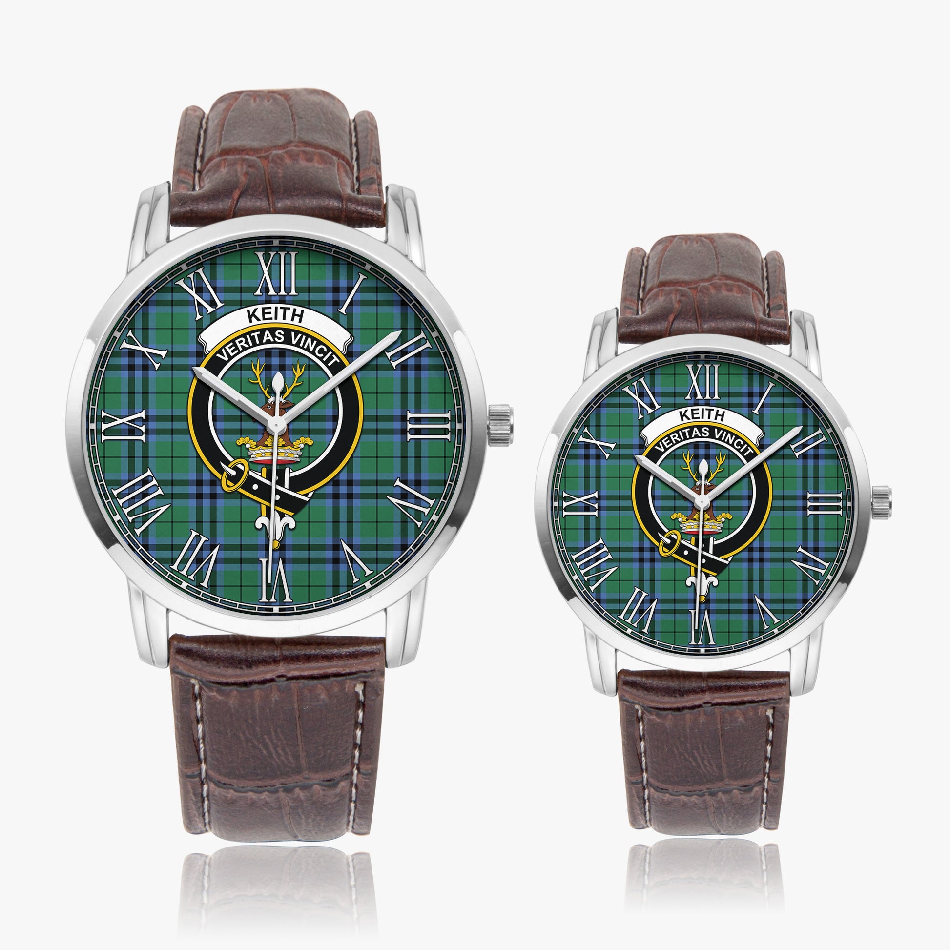 Keith Ancient Tartan Family Crest Leather Strap Quartz Watch - Tartanvibesclothing