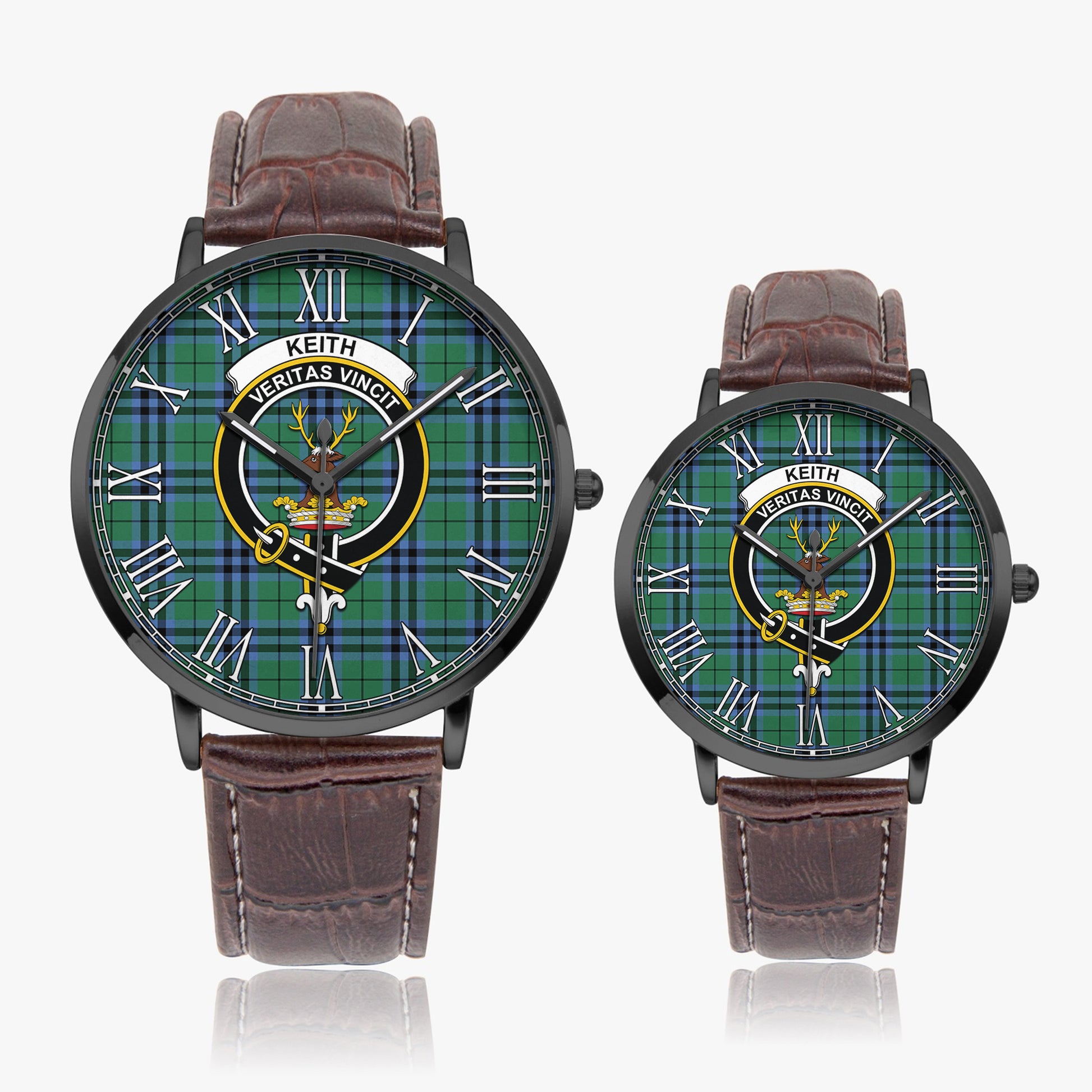 Keith Ancient Tartan Family Crest Leather Strap Quartz Watch - Tartanvibesclothing