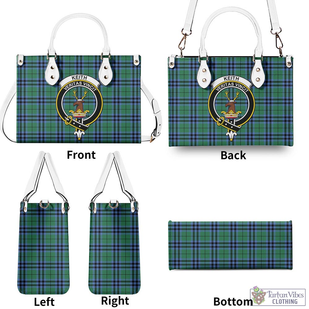 Tartan Vibes Clothing Keith Ancient Tartan Luxury Leather Handbags with Family Crest