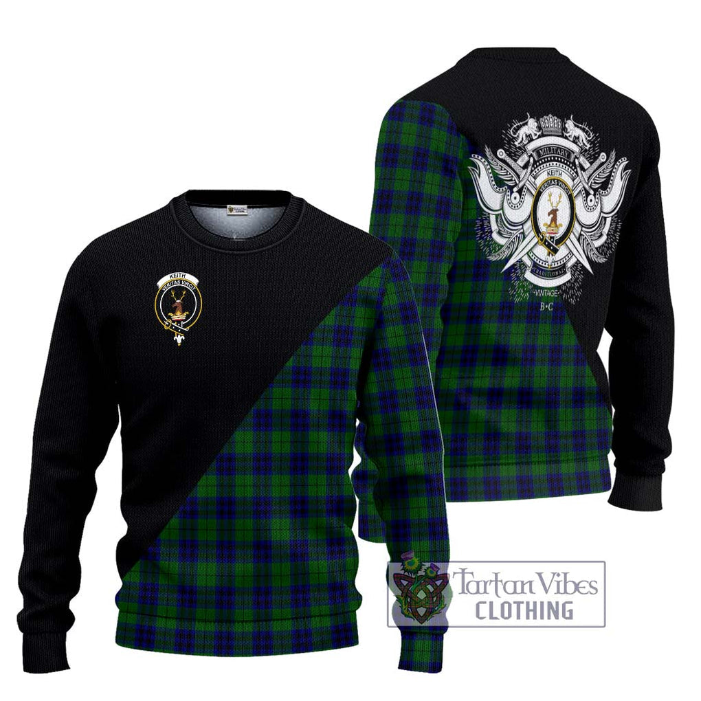 Keith Modern Tartan Knitted Sweater with Family Crest and Military Logo Style Unisex - Tartanvibesclothing Shop