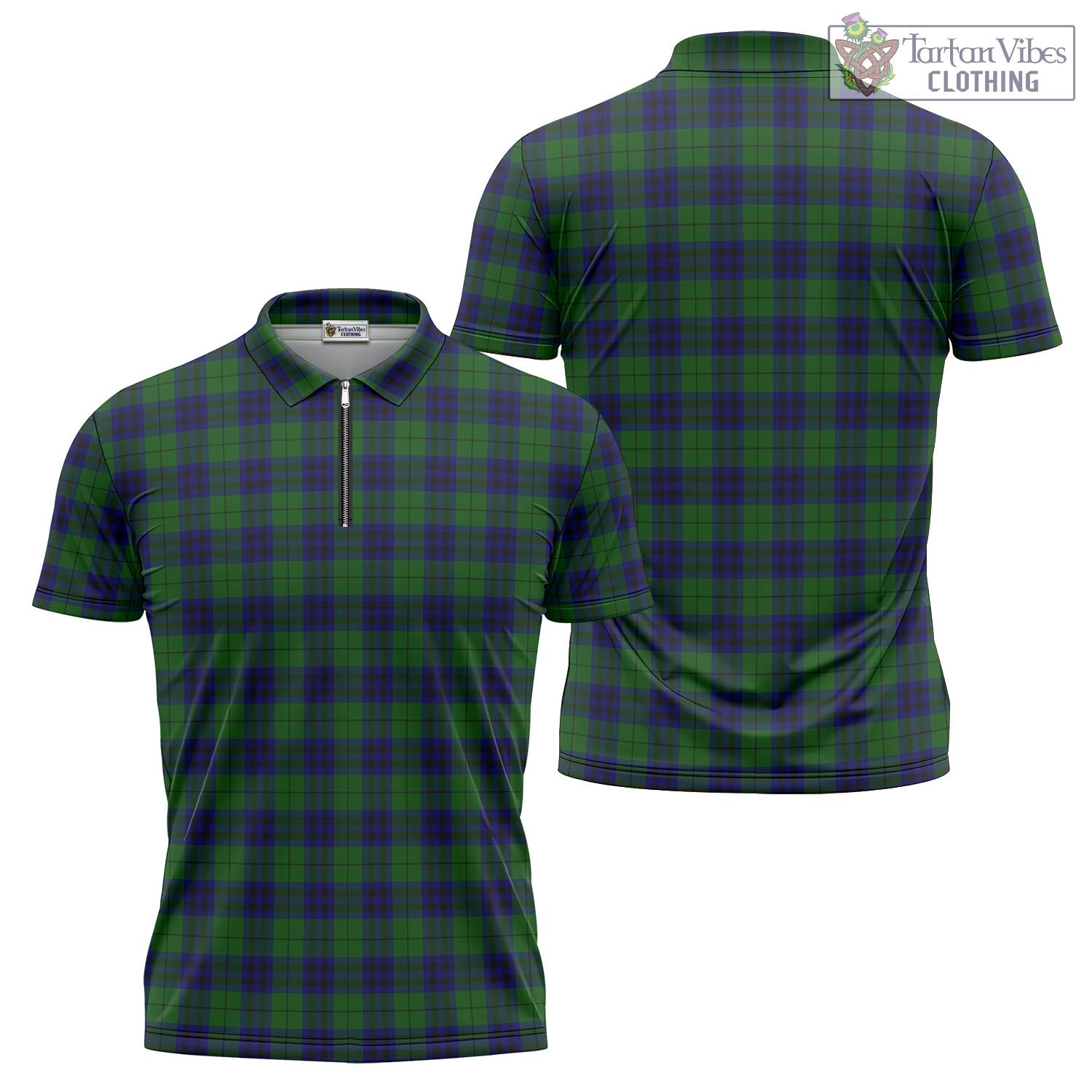 Tartan Vibes Clothing Keith Modern Tartan Zipper Polo Shirt