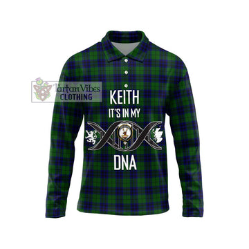 Keith Modern Tartan Long Sleeve Polo Shirt with Family Crest DNA In Me Style