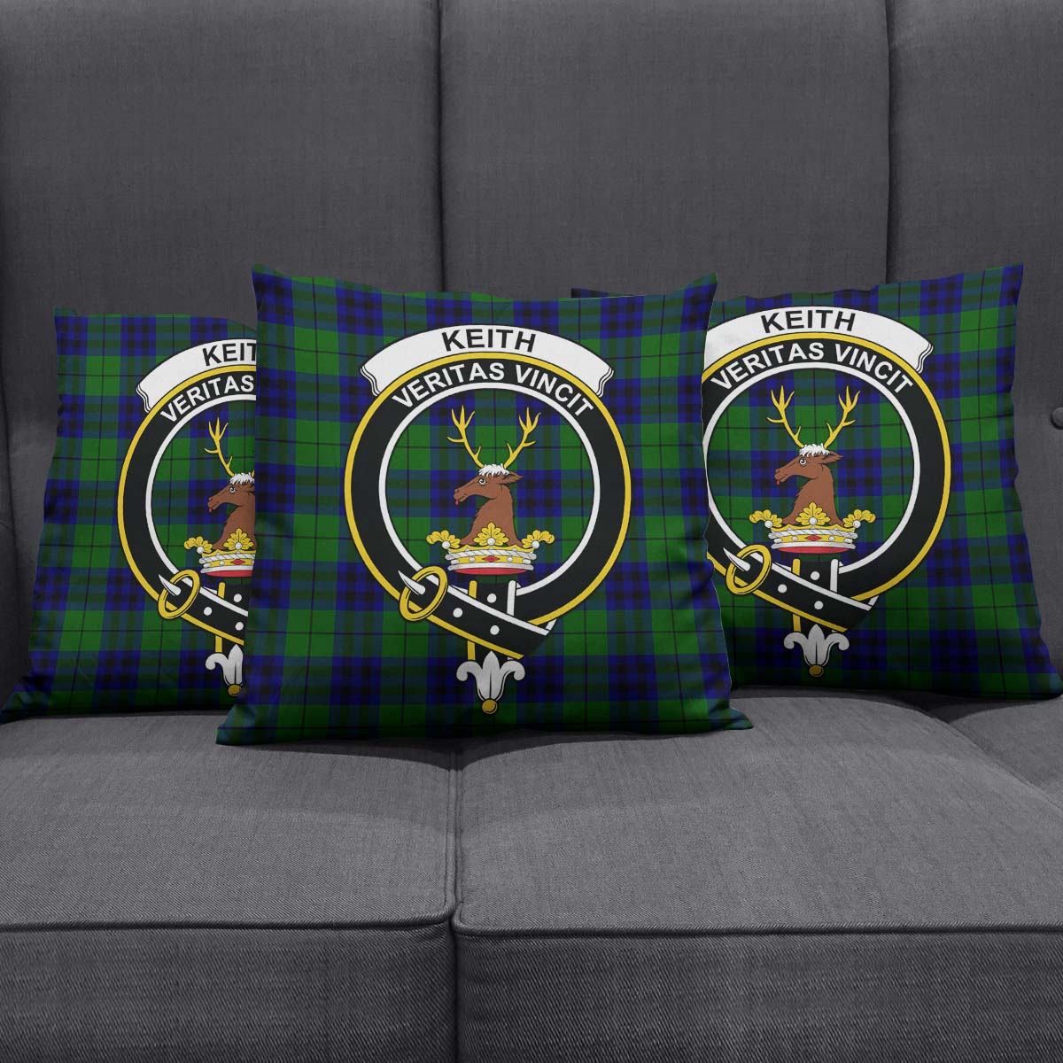 Keith Modern Tartan Pillow Cover with Family Crest Square Pillow Cover - Tartanvibesclothing