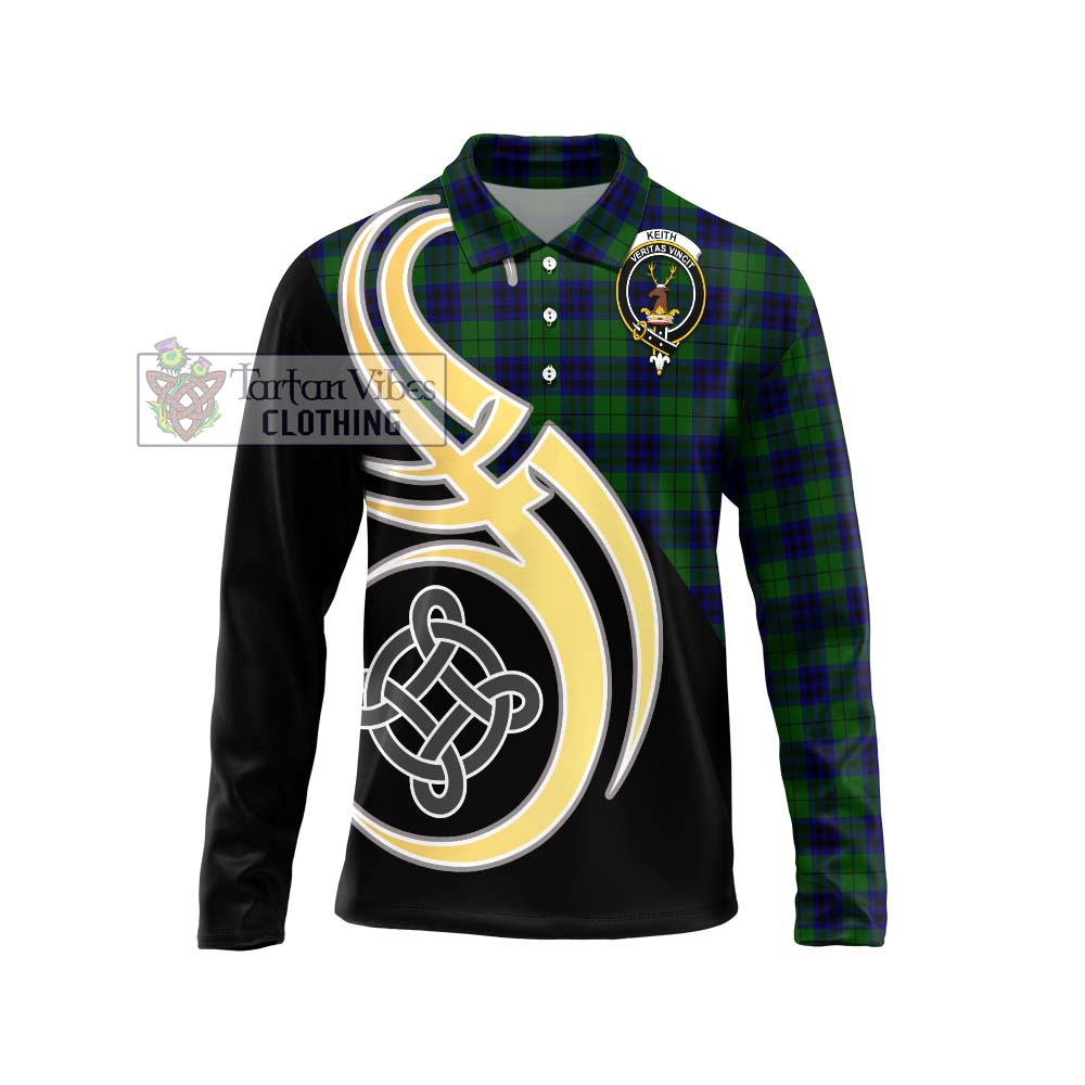 Keith Modern Tartan Long Sleeve Polo Shirt with Family Crest and Celtic Symbol Style Unisex - Tartan Vibes Clothing